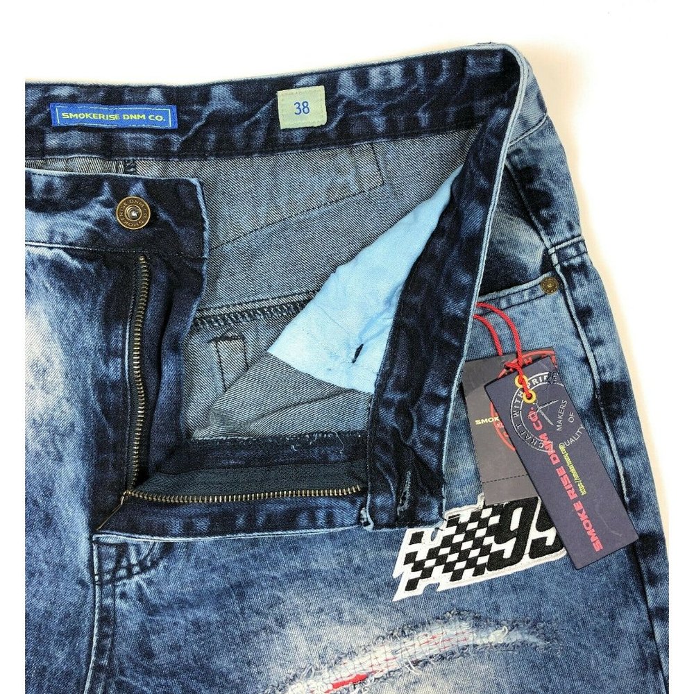 Smoke Rise Distressed Light Wash Denim Jean Shorts - Picture 4 of 10